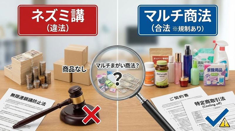 3.ネズミ講とマルチ商法の違いを徹底比較